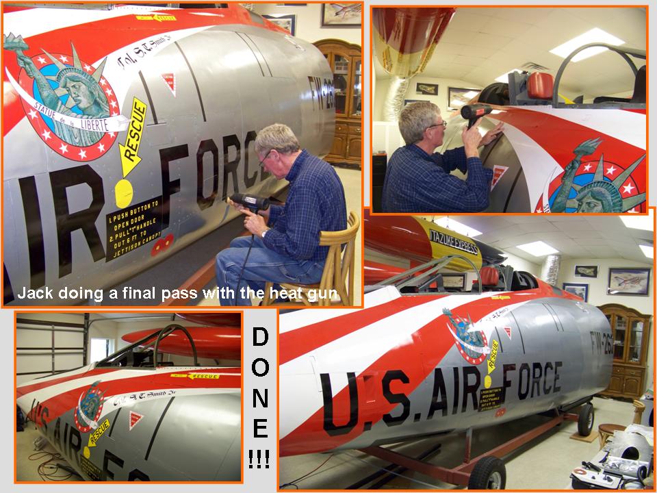 A composite picture of the process that shows the application of vinyl decals. 
            Click on the picture to enlarge it.